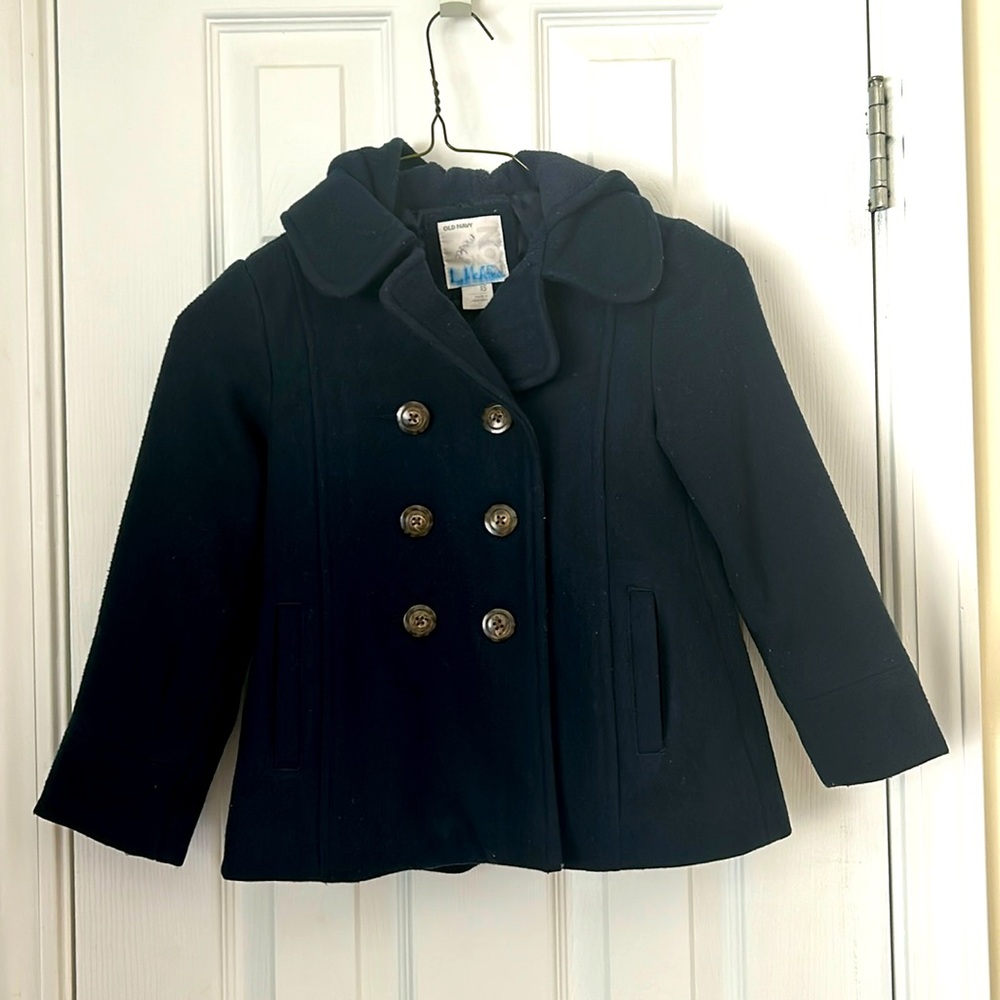 4 for $25! Girls Navy Wool Pea Coat with Hood